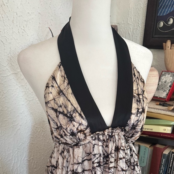 Black Halo halter 100% silk size small backless maxi dress - Picture 2 of 7